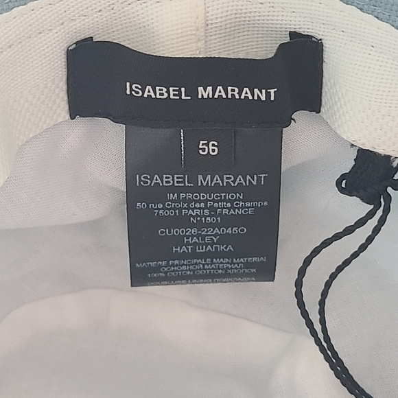 Isabel Marant Haley Embroidered Logo Bucket Hat, Size Medium, Aqua, NWT - Picture 14 of 16